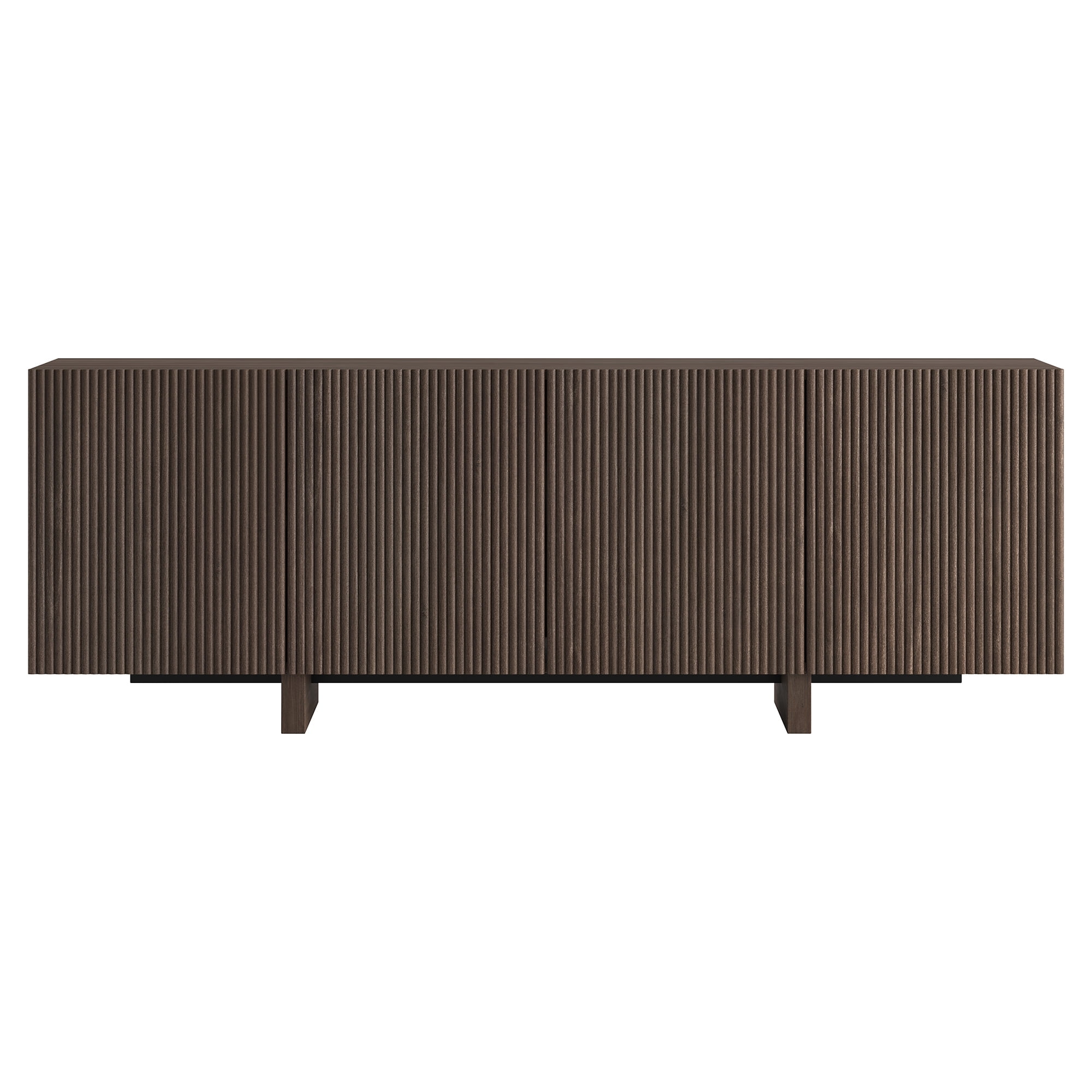 Evelyn&Zoe Harold Rectangular Fluted TV Stand for TV's up to 75" in Brown Oak