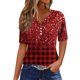 thumbnail image 1 of Camiseta para Mujer Camiseta con Estampado de Botones Manga Corta Diario Fin de Semana Moda Básica Cuello en V Top Regular Vino/M, 1 of 5
