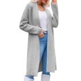 thumbnail image 2 of Womens Long Cardigan Sweaters Chunky Open Front Oversized Slouchy Knit Fall Trendy Coatigan Jackets Light Gray XL, 2 of 9