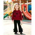 thumbnail image 4 of Yaoqi 4T Toddler Girl Outfit Set 5T Child Girls Clothes Long Sleeves Bowknot Sweatshirt Top Flared Pants 2pcs Clothing Red, 4 of 7
