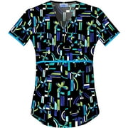 Women's Empire Wrap Deco Butterfly Print Scrub Top