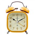 thumbnail image 1 of Reloj despertador luminoso de metal cuadrado de 3 pulgadas, bonito y silencioso, para estudiantes, niños y adultos (amarillo)., 1 of 5