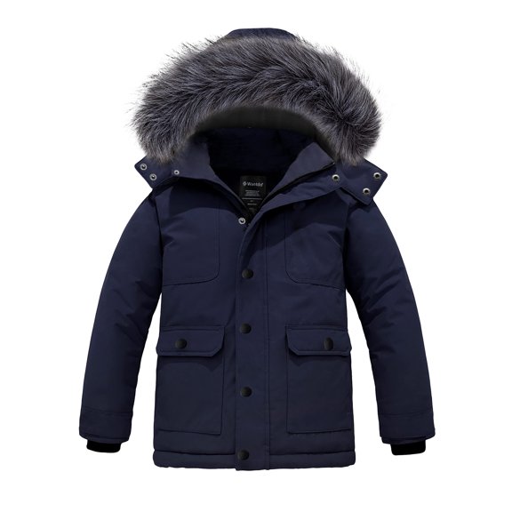 Wantdo Boy's Winter Coat Warm Padded Puffer Jacket Waterproof Puffer Coat Blue 8