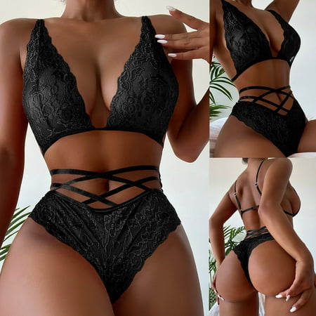 

Fatuov Womens Lingerie Sets Women Lingerie Corset Lace Free Wire Racy Muslin Sleepwear Underwear Tops+Briefs On Clearance