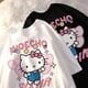 thumbnail image 4 of Camiseta de algodón con estampado divertido de dibujos animados Sanrio para mujer, camiseta de moda Y2K, Tops para mujer, ropa de calle informal de manga corta, 4 of 7