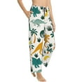 thumbnail image 2 of Uemuo Dinosaurs and Tropical Leaves Pattern Women's Wide Leg Palazzo Lounge Pants with Pockets Light Weight Loose Comfy Casual Pajama Pants-Small, 2 of 9