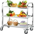 thumbnail image 1 of IAJXWI Grand Chariot Utilitaire en Acier Inoxydable à 3 Niveaux, 37.4 x 19.7 x 37.4 Pouces Chariot de Cuisine, Capacité de Charge Robuste de 330 lbs avec Roues Verrouillables Sécurisées, Argent, 1 of 13