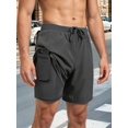 thumbnail image 4 of Men'S Swim Trunks with Compression Liner Stretch Swimming Shorts with Pockets Dark Gray S, 4 of 5