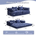 thumbnail image 3 of Convertible Floor Sofa Bed, Chenille Cloud Couch with Pillow Back & Armrest, Foldable Loveseat Sectional Sofa with Fixed-Shape Frame for Living Room, Dark Blue, 3 of 7