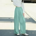 thumbnail image 2 of SEAOPEN Girls High Waisted Uniform Pants Kids Wide Leg Dress Pants Casual Trousers with Pockets 3-15 Years Green,7-8Years, 2 of 6