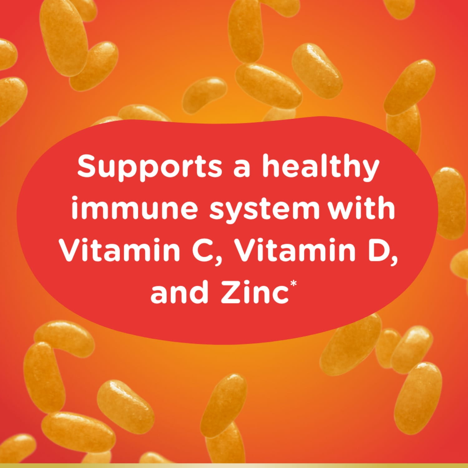 Nature's Bounty Kids Vitamin C, D & Zinc for Immune Support Jelly Beans, Orange Burst, 80 Count