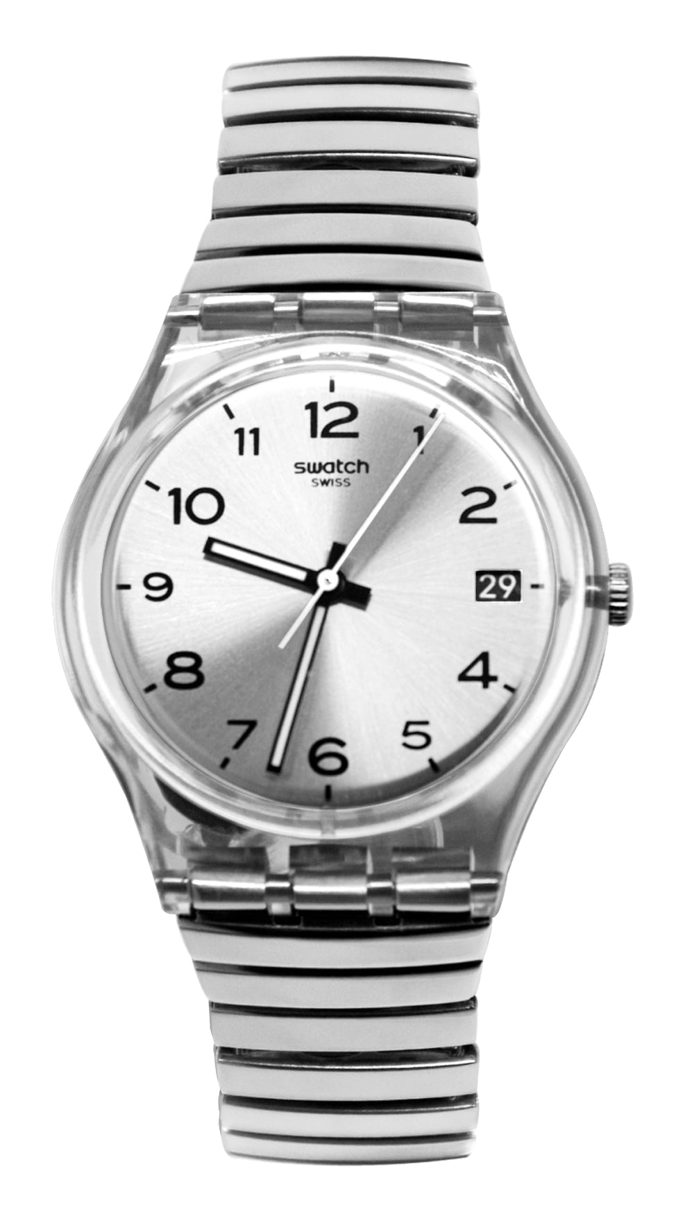 Swatch - Swatch GM416B Silverall Silver Small Date Dial Stainless Steel ...