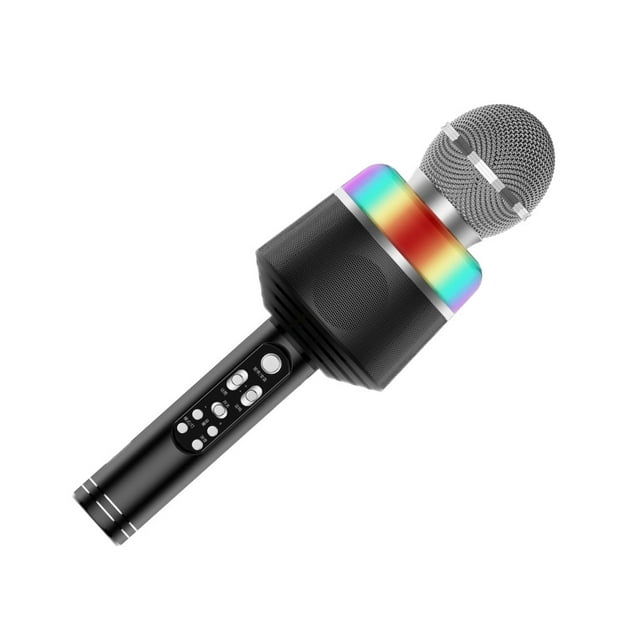 Inteprter Micrófono inalámbrico Altavoz Reverberación Cancelación de ruido Graves agudos Reproductor KTV Efecto de sonido Mic Gran Cables de audio/vídeo Negro