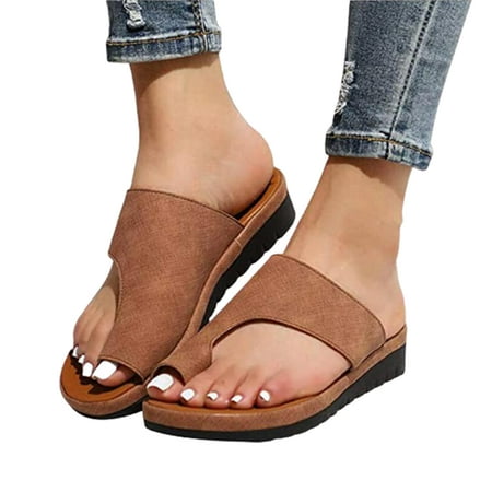 

huanledash Women Fashion Large High Wedge Heel Thick Sole Anti-slip Flip Flops Sandals