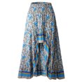 thumbnail image 3 of Falda larga con estampado floral azul de TEELYNN para mujer, falda de algodón sexy irregular vintage con cintura elástica, faldas de verano para playa, falda informal bohemia, 3 of 5