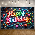 thumbnail image 6 of Yatrandify Colorful Stars Happy Birthday Neon Letter Banner for Birthday Party Celebration Decoration, 6 of 7