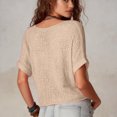 thumbnail image 4 of Stichou Women's Summer Crochet Tops Half Sleeve Knit Sweater Hollow Out 2026 Beach Vacation Clothes Casual Spring Outfits Beige L, 4 of 4