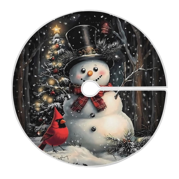 Ryvnso Christmas Tree Skirt Snowman and Cardinal Xmas Tree Skirts Ornament Home Decorations 35.4"