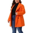 thumbnail image 5 of Women's Plus Size Notched Lapel Double Breasted Long Coat for Stylish Winter Wear 3X Orange, 5 of 7