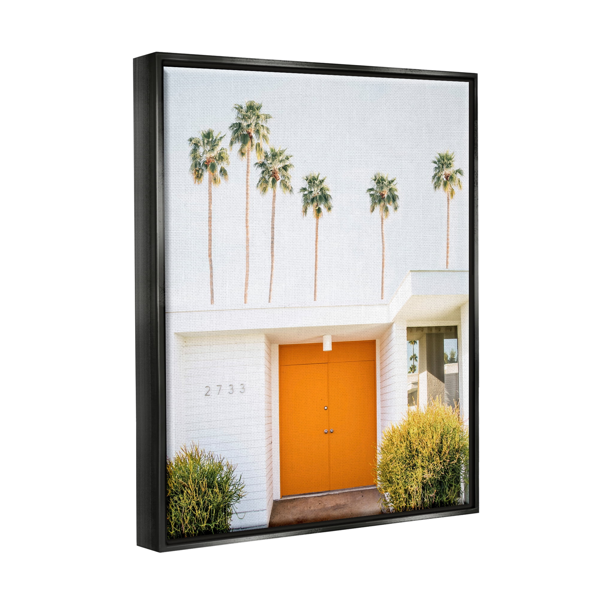 Stupell Industries Palm Springs Orange Door Botanical & Floral Photography Black Floater Framed Art Print Wall Art, 17 x 21