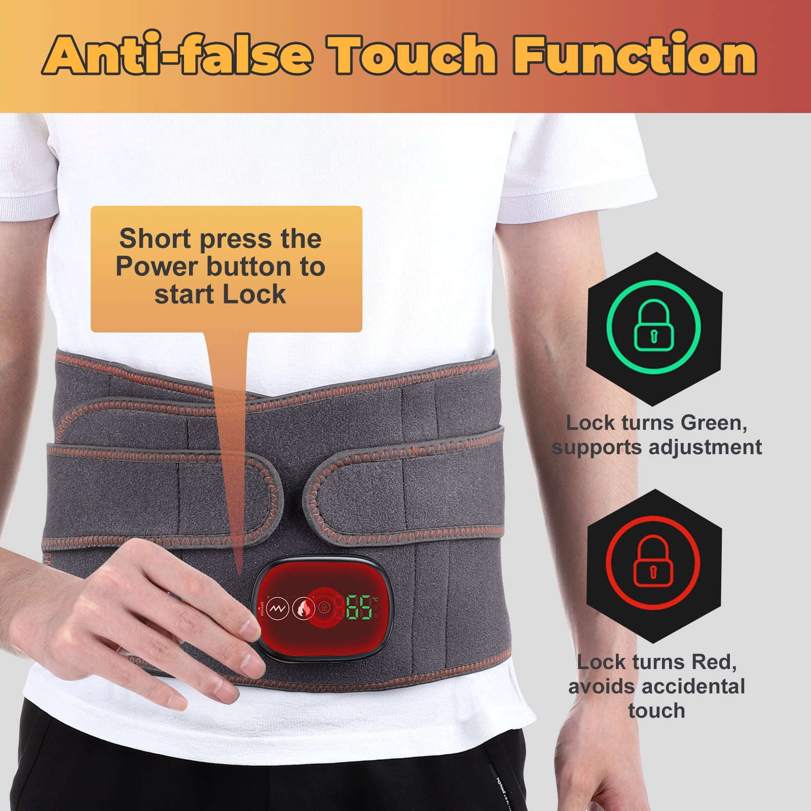 Cordless Heating Pad for Back Relief, Portable Lower Back Massager with 3 Heat 5 Vibration, 5000mAh Heated Back Brace Heating Pad for Cramps, Gifts for Women Men Mom Dad
