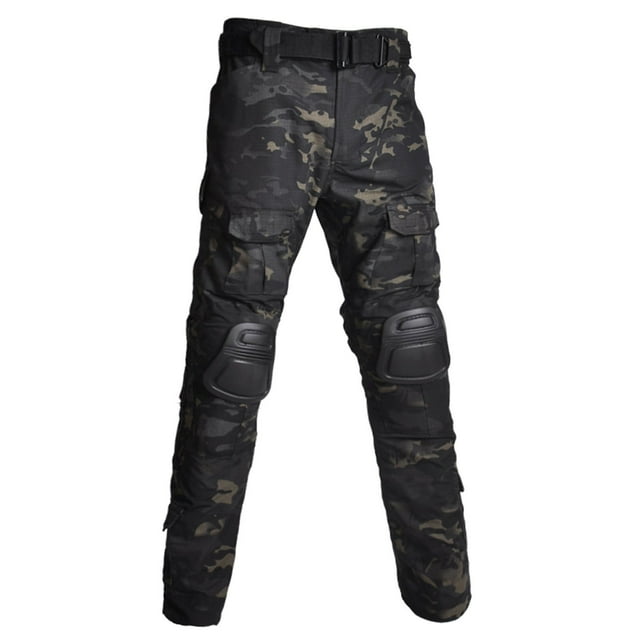 Pantalones largos de moda para hombre, estilo casual, camuflaje, bolsillos cargo, tácticas secas, pantalones largos de poliéster y algodón para hombre.
