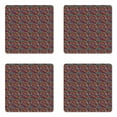 thumbnail image 1 of Colorful Coaster Set of 4, Oriental Design of Botanical Items Eyes and Geometric Shapes Feels, Square Hardboard Gloss Coasters, Standard Size, Multicolor, by Ambesonne, 1 of 2