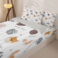 thumbnail image 3 of Homewish Dog Zipper Queen Comforter Set with Fitted Sheet and 2 Pillowcases,Luck Good Sweet Day My Cute Puppies Print Zipper Bedding Set,White,Light Gray Reversible,4pcs, 3 of 8