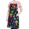 thumbnail image 5 of Colorful Mushroom Star Black Pattern Apron-Garden Aprons for Women with Pockets-Cotton Linen Waterproof Kitchen Cooking Gardening Aprons Adjustable for Kitchen,Cooking,BBQ and Salon 33x27 Inch, 5 of 7