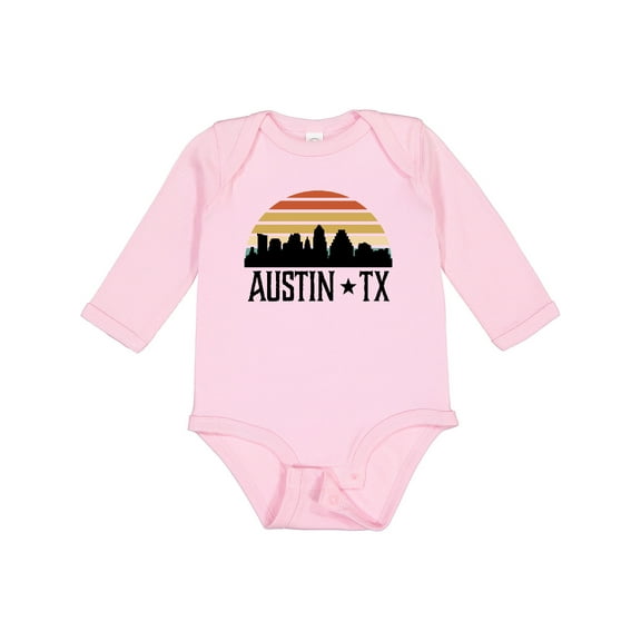 Inktastic Austin Texas Skyline Vintage Boys or Girls Long Sleeve Baby Bodysuit