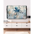thumbnail image 3 of Nautical Teal Outdoor TV Cover 60 to 65 inch Octopus Ocean Coral Starfish Coastal Map Waterproof Dustproof TV Covers for Outside with Zipper Remote Control Pocket Flat Screen Protectors, 3 of 7