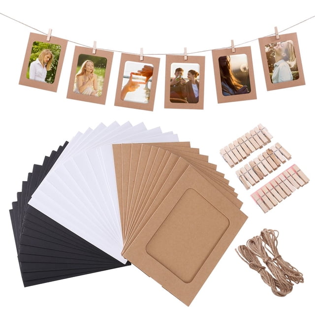 LOVEVER Frame Picture Photo Wall Collage Frames Display 4X6 Hanging Size Wallet Paper Ornament Clips Tabletop Decor Cardboard
