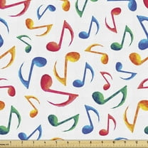 Ambesonne Music Fabric by the Yard Upholstery, Notes Watercolor, 1 Yard, Multicolor