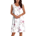 thumbnail image 5 of VONCOS Sleeveless Nightgowns for Women Soft Cozy Loose Sleep Dress Floral Loungewear for Home White Size S, 5 of 9