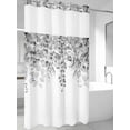 thumbnail image 4 of Grey Botanical No Hook Shower Curtain Waterproof, Bathroom Curtains with Snap in Liners and See Through Top Window, Weeping Eucalyptus Leaves Watercolor Hotel Style Bathtub Curtains Shower 36"Wx72"L, 4 of 8