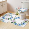 thumbnail image 4 of Spring Pastoral Bathroom Rugs Set Blue Pink Watercolor Circle Flower Non Slip Absorbent Soft Bath Mats 3 Piece Set with Bathroom Rug, U-Shaped Floor Mat, Toilet Seat Cover Large Size, 4 of 9