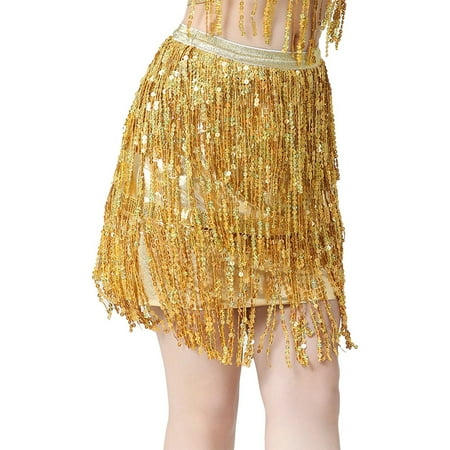 DondPO Wedding Guest Dresses for Women Prom Dress Women S Sequin Bag Hip Skirt Belly Dance Hip Skirt Flow Su Sequin Wrap Women S Skirt Mini Skirt Womens Skirts Gold Dress M