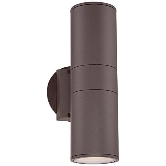 Possini Euro Design Ellis Applique Moderne Luminaire Mural Extérieur Bronze Cylindrique 11 3/4 Pouces Verre Trempé pour Extérieur Maison Porche Patio Extérieur Terrasse Garage Porte d'Entrée Maison
