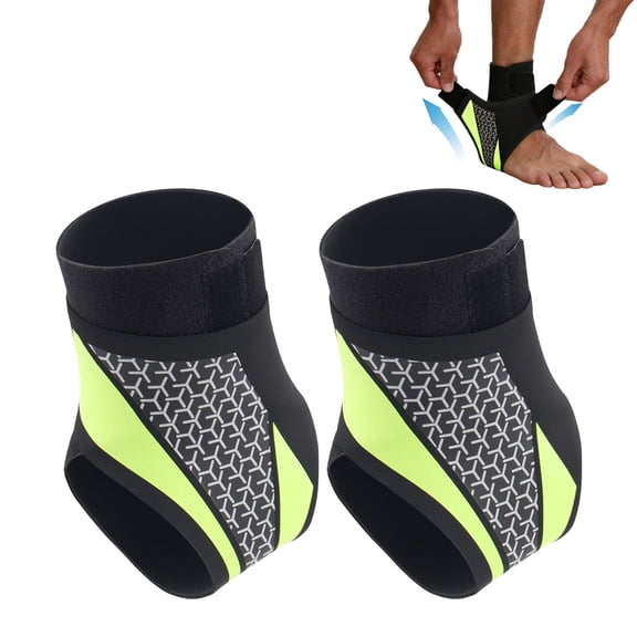 1 Pair Ankle Support Brace, Open Heel Compression Stabilizer with Adjustable Straps, Breathable Honeycomb for Running Yoga Sports Sprain Recovery Unisex, Comfort,Green - 1Pair