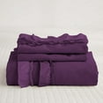 thumbnail image 3 of D.N.G. BEDDINGS Luxurious 5 Piece Double Ruffle Duvet Cover With Zipper Closure, 100% Egyptian Cotton, 800 Thread Cotton Full/Queen Size Plum Solid, 3 of 6