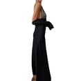 thumbnail image 3 of Deep V Neck Lace and Satin Maxi Dress for Elegant Evening Occasions Black M, 3 of 9