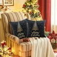 thumbnail image 6 of JingChun Black Christmas Gold Throw Pillow Covers Xmas Cases Decorations 17X17in Décor Indoor Home Soft Decorative Navidad Cushion for Sofa Couch Tree Snowflake, 6 of 6