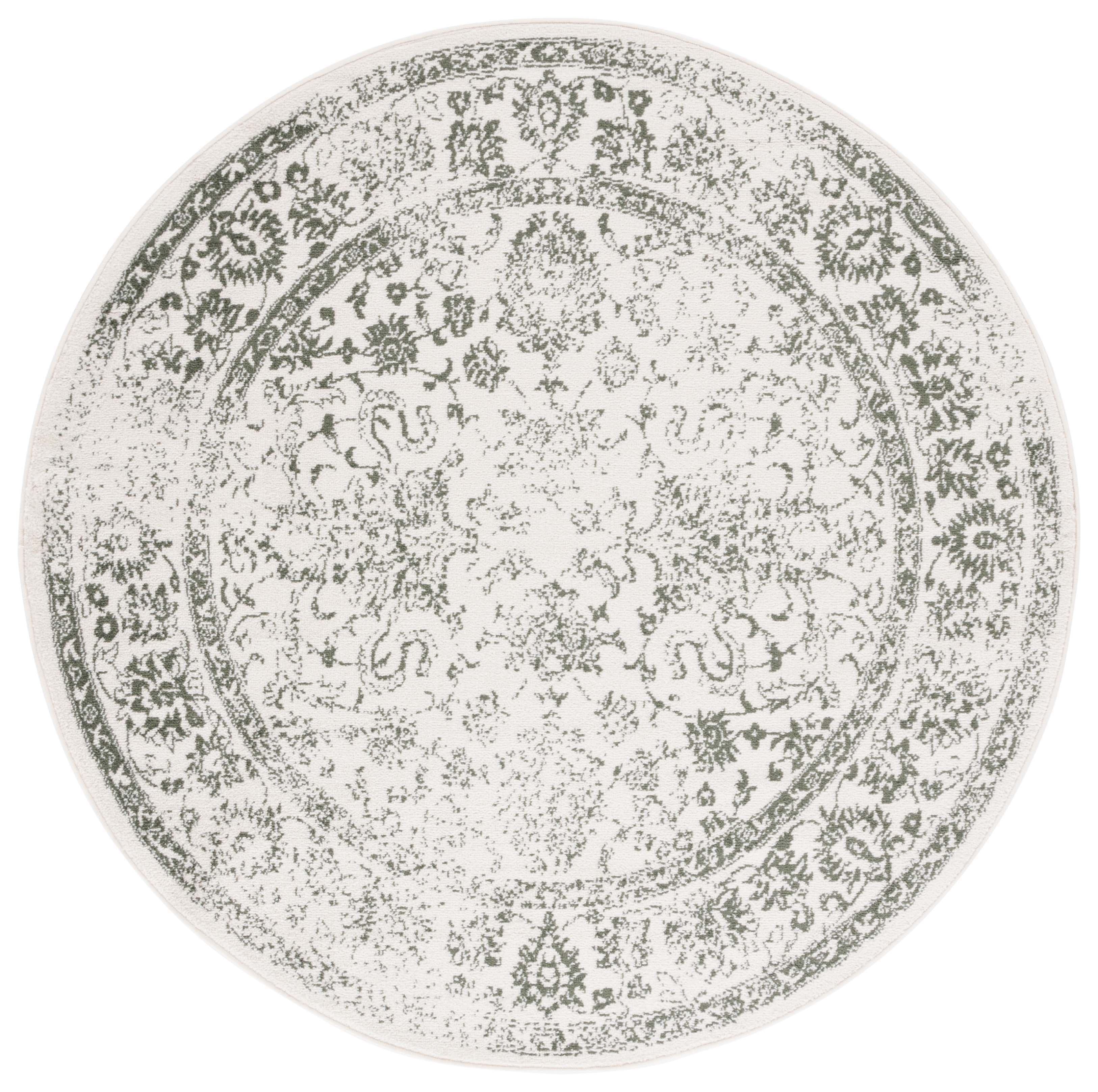 Safavieh Adirondack Wyatt Traditional Distressed Area Rug, Ivory/Dark Green, 4' x 4' Round