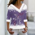 thumbnail image 1 of Jusqu'à 50 % de Réduction! Aqestyerly Hauts de Noël pour Femmes Liquidation Pull Imprimé Col en V Manches Longues, 1 of 3