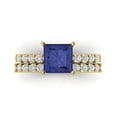 thumbnail image 2 of 2.66 ct Brilliant Princess Cut Tanzanite 18K Yellow Gold Solitaire with Accents Engagement Bridal Wedding Ring Band Set size 10.5, 2 of 7