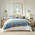 thumbnail image 7 of EVERGRACE Stonewashed Cotton Quilt Set King Size, Ultra Soft Oversized Bedspread Coverlet Set, Lightweight Crinkle Box Stitch Bedding Sets for All Season, with 2 Shams, Sonoma Blue, 7 of 7