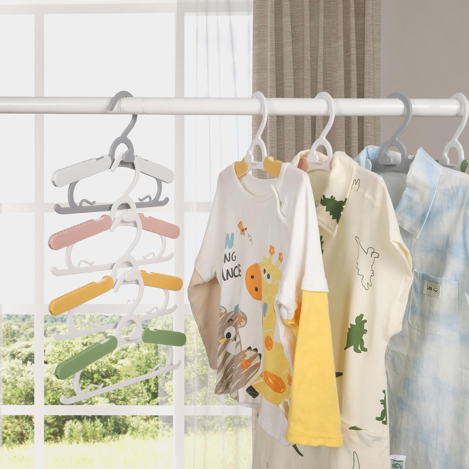 Adjustable Multicolor 11-15" 40 Pack Clothes Hangers for Baby and Children Closet Storage