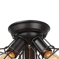 thumbnail image 6 of LNC 3-Light Farmhouse Matte Black And Cage Shade Flush Mount For Loundry, 6 of 10