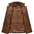 thumbnail image 5 of Lavnis Men Winter Thickened Coat Woolen Overcoat Business Warm Stand Collar Pea Coat Breasted Outerwear Camel L, 5 of 5