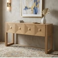 thumbnail image 6 of Aukfa 55" Geometric Carved Console Table with 3 Drawers, Fluted Leg Entryway Table, Modern Sofa Accent Table for Living Room/Hallway,Brown, 6 of 8